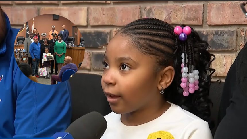 City honors a 7-year-old’s bravery for making the 911 call that saved her father’s life
