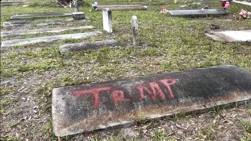 Black residents outraged in Florida as beloved cemetery vandalized with ‘Trump’ and ‘DeSantis’ graffiti
