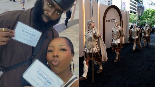 ‘Good embarrassment’: When ‘The Odyssey’ didn’t invite one of its giants to the premiere, his fiancée gave him an epic surprise